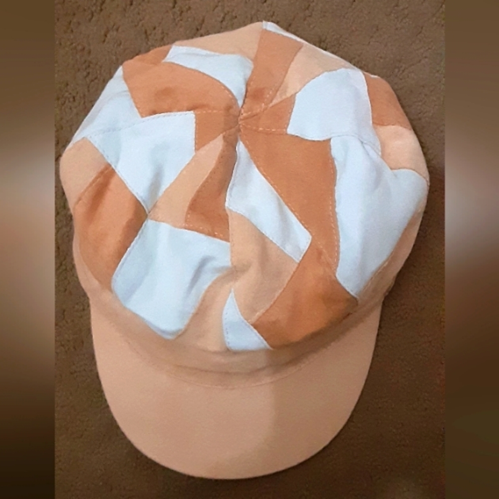 Small/medium multicolor patchwork suede/leather like hat